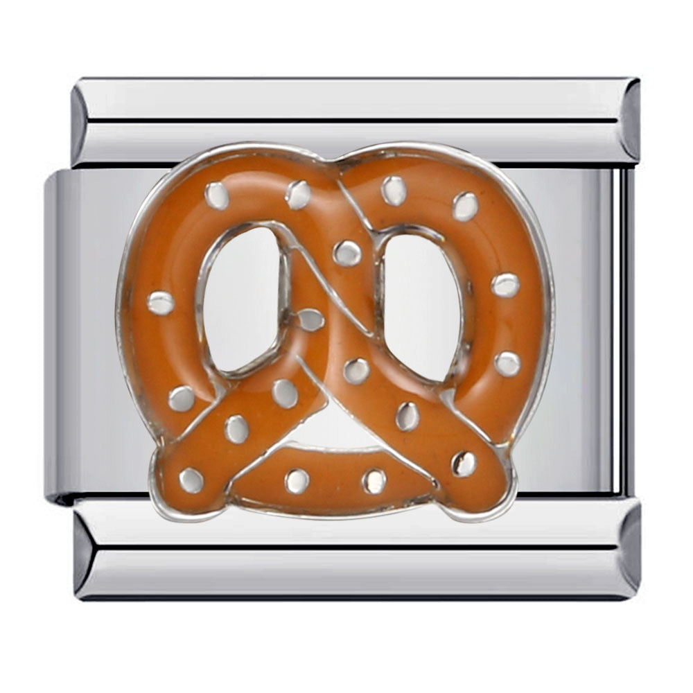 Soft Pretzel Italian Charm 9mm Lye German Bread Salted Enamel Link