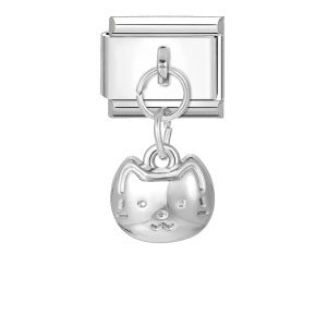 Silver Cat Italian Charm Link Stainless Steel Module for Women Bracelet