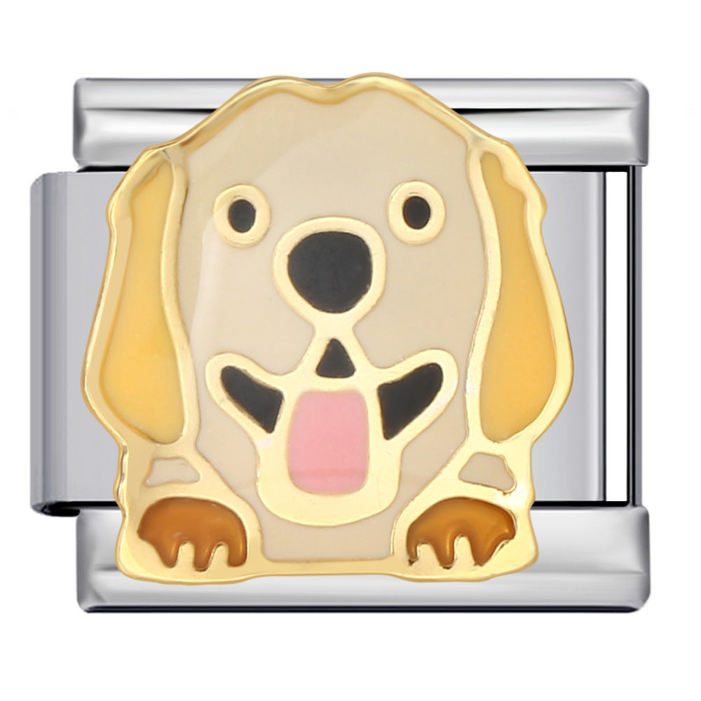 Golden Retriever Dog Italian Charm Bracelet Link, Stainless Steel Friendly Pet Module
