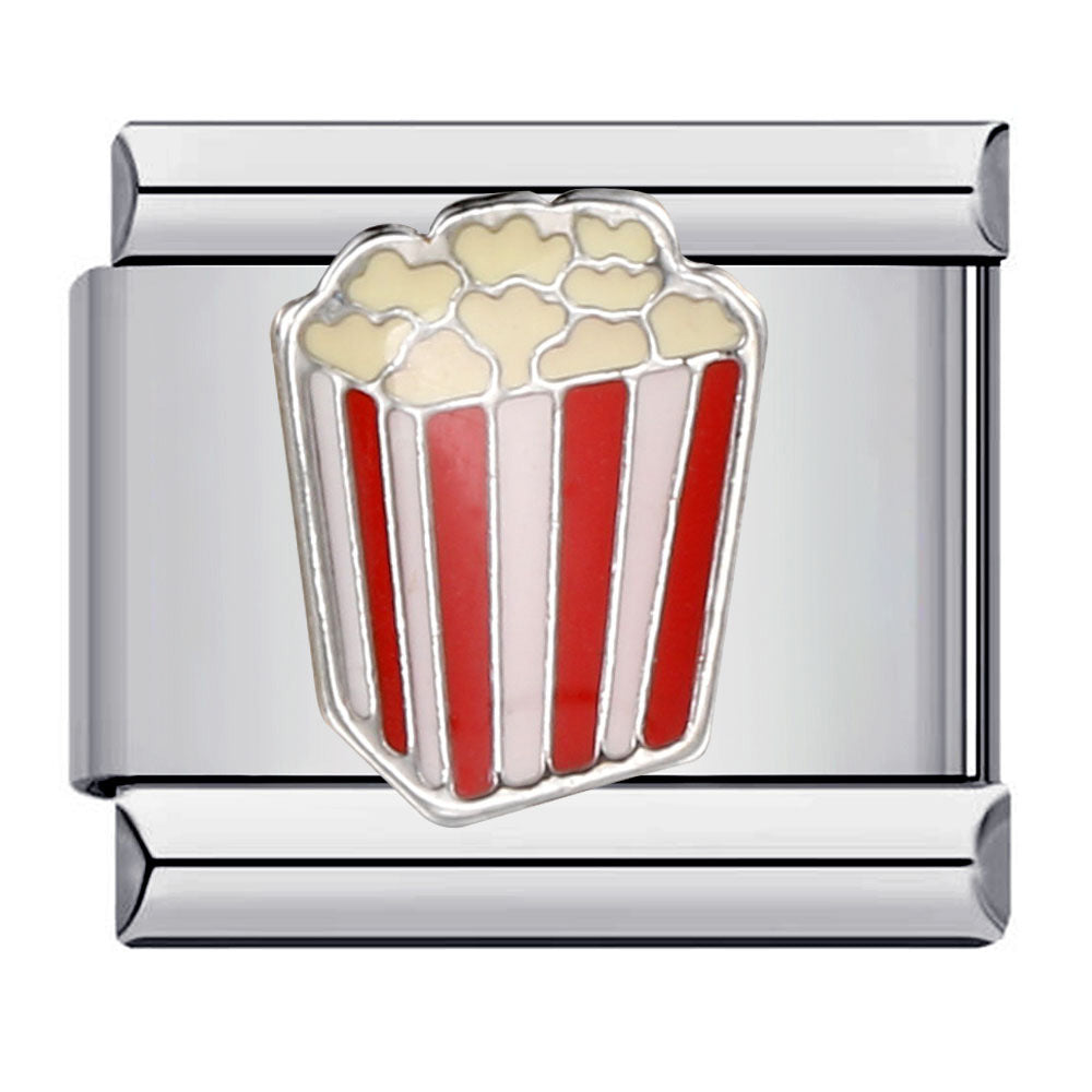 Popcorn Box Italian Charm 9mm Movie Night Enamel Link