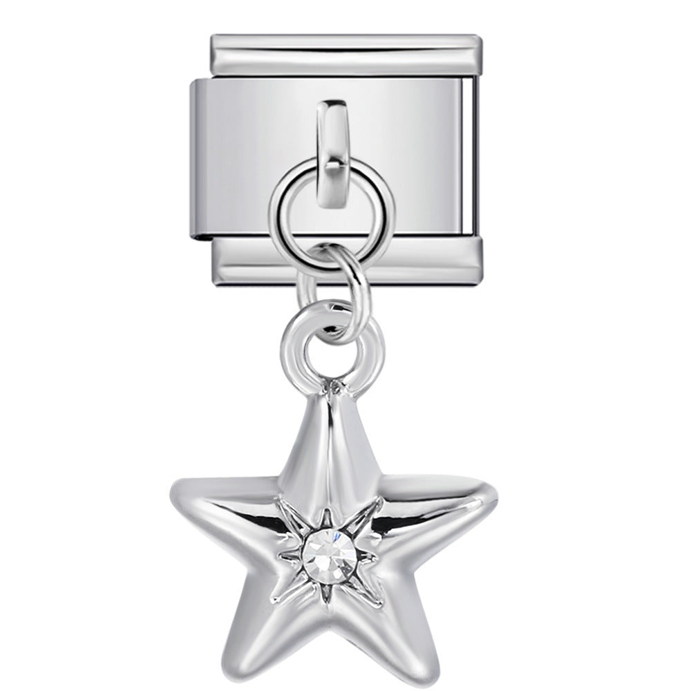 Silver Star Italian Charm Link 9mm Celestial Bracelet Module