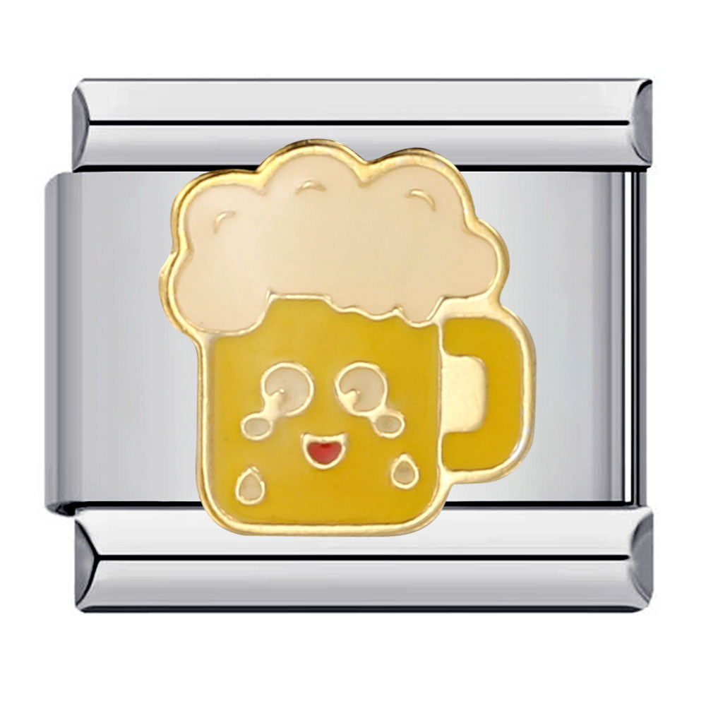 Kawaii Beer Mug Italian Charm 9mm Foam Happy Beer Link