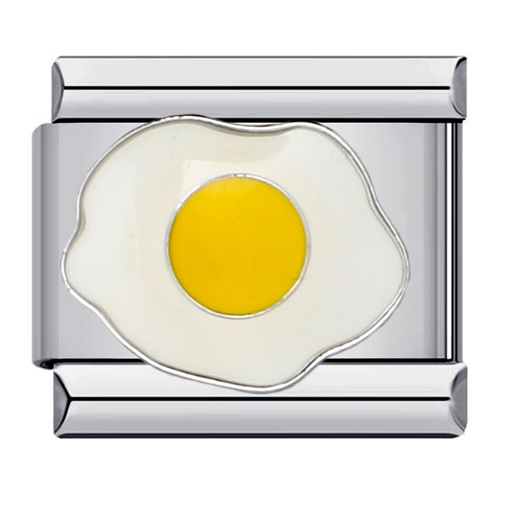 Fried Egg Italian Charm 9mm Sunny Side Up Enamel Link