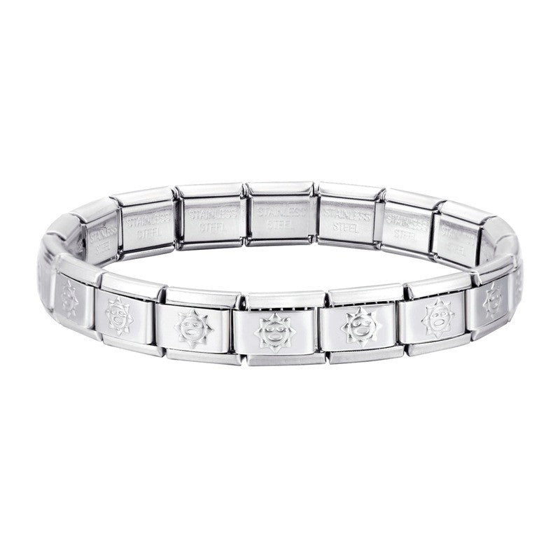 Sun silver italian stainless steel bracelet