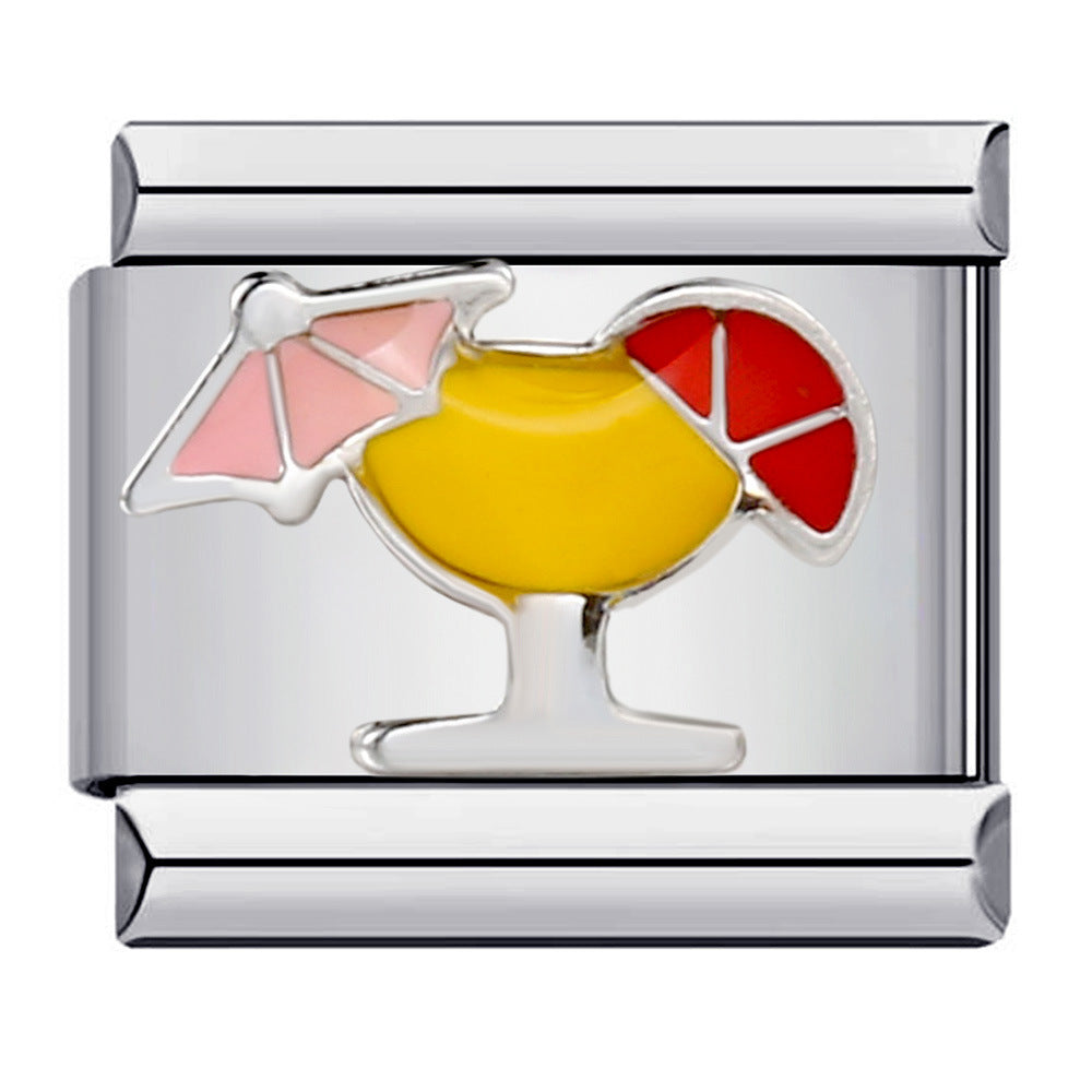 Cocktail Umbrella Italian Charm 9mm Tropical Drink Enamel Link