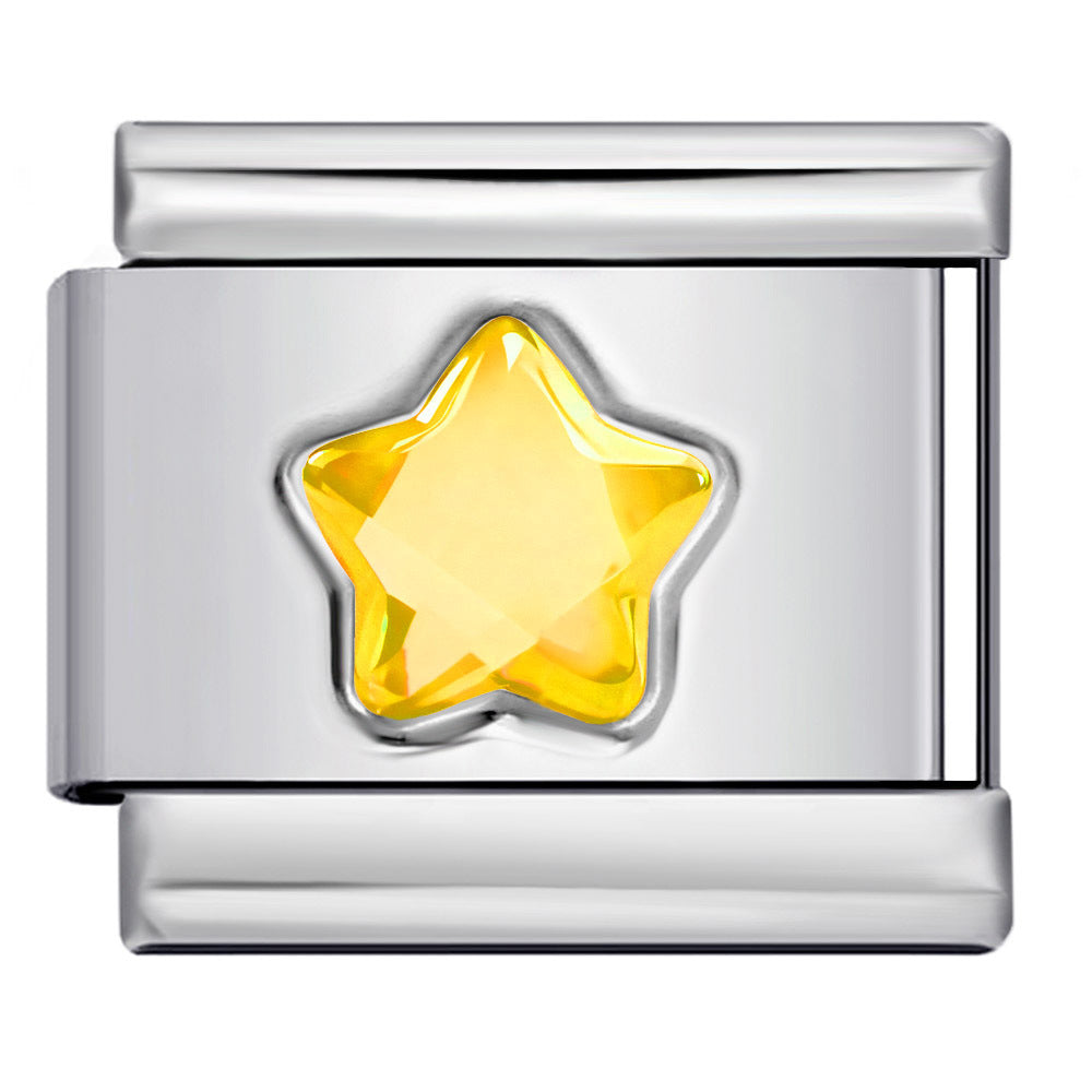 Star Rhinestone Italian Charm Bracelet Charm Stainless Steel Modular Link Jewelry for Women Y2K Gift