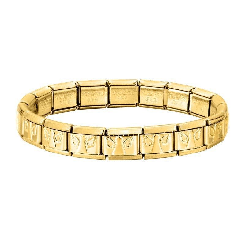 Angel Italian Charm Link 9mm Enamel Stainless Steel Bracelet for Women gift