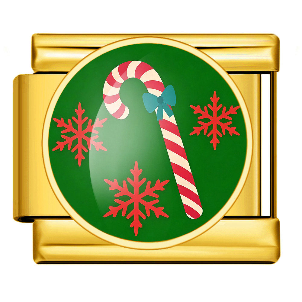 Christmas Candy Cane Italian Charm Link