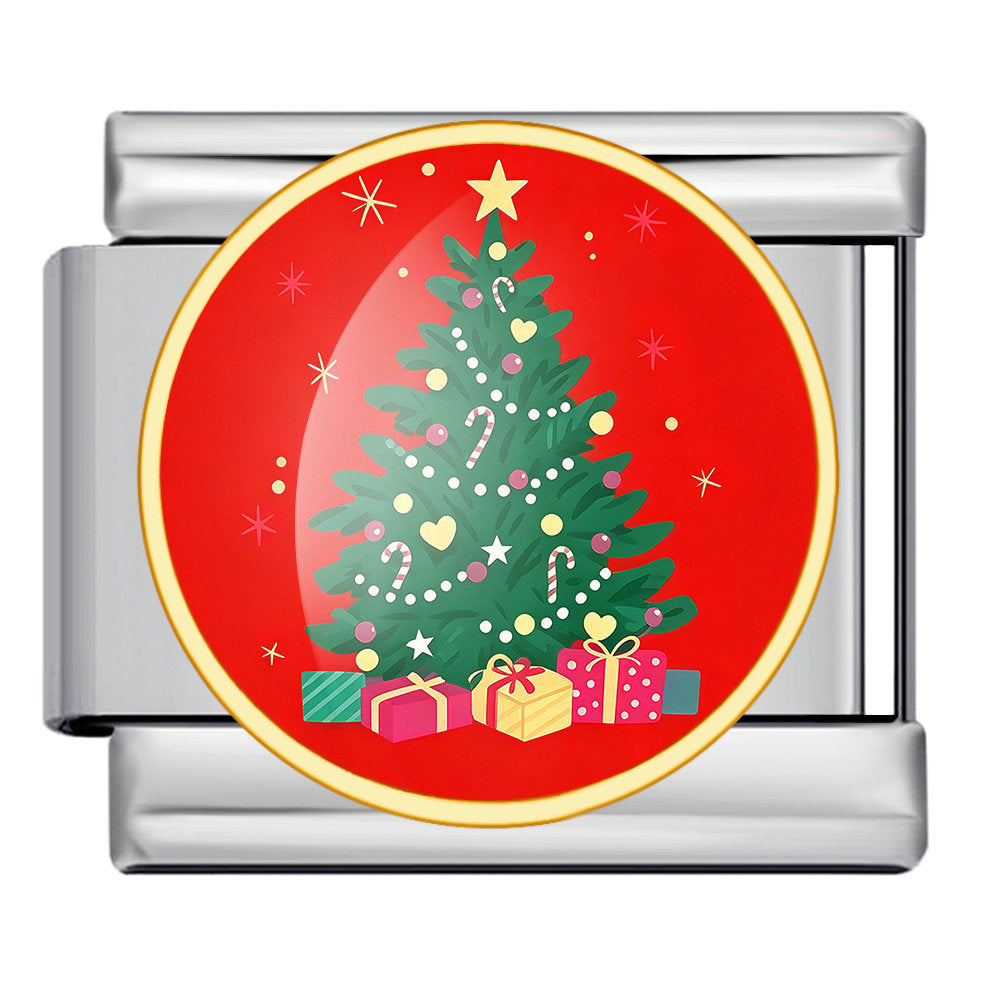 Christmas Tree Gold Italian Charm Link