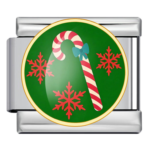 Christmas Candy Cane Italian Charm Link