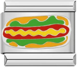 Hot Dog Italian Charm 9mm Colorful Condiments Enamel Link