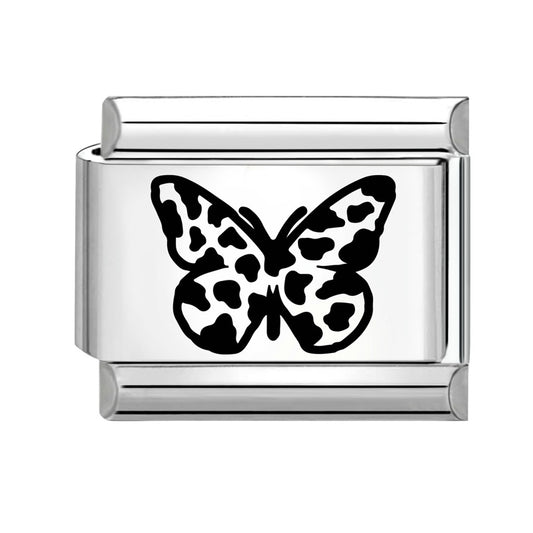 Cow Print Butterfly Fashion Italian Link Bracelet