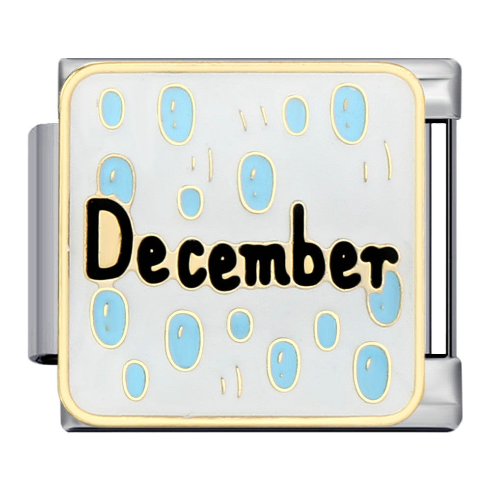 Birthday Italian Charm Module  Stainless Steel Enamel Composable Link for Italian Charm Bracelet