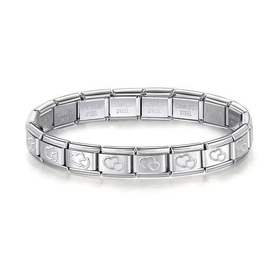 Double Heart Italian Stainless Steels Bracelet