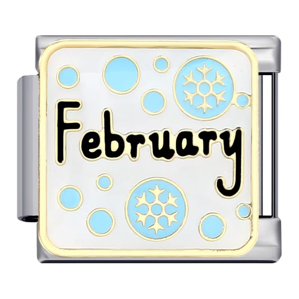 Birthday Italian Charm Module  Stainless Steel Enamel Composable Link for Italian Charm Bracelet