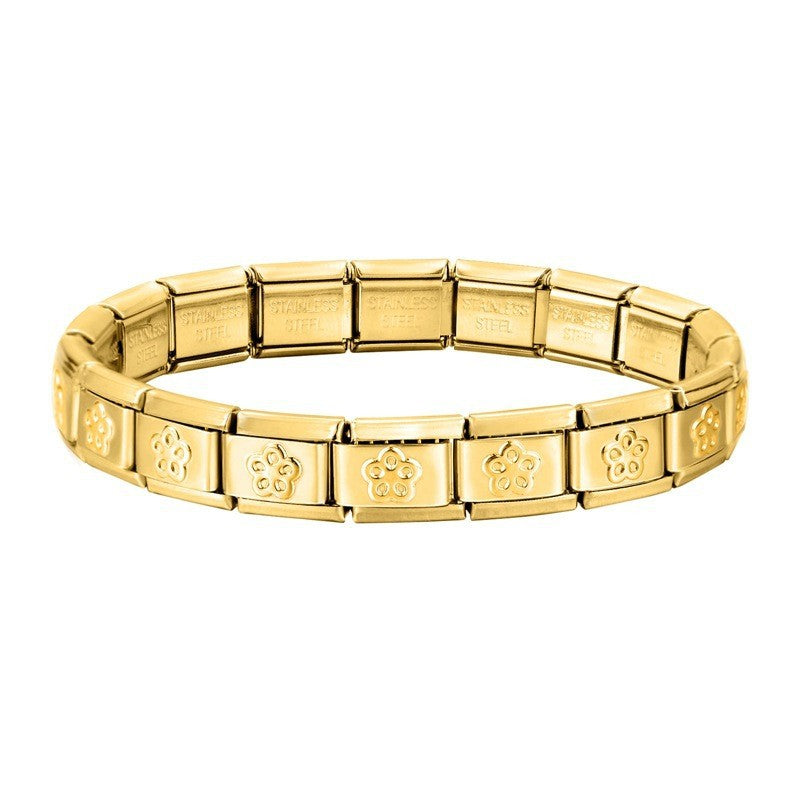 Flower gold italian stanless steel bracelet