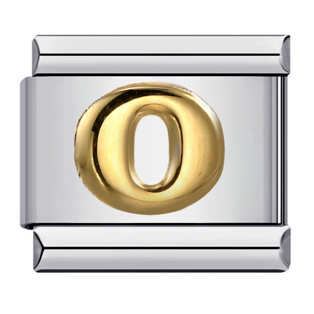 DIY Interchangeable Italian Charm Link, Gold Numeral on Silver Stainless‑Steel Module, Custom Number Bracelet Charm