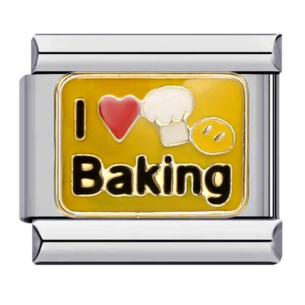 I Love Baking Italian Charm 9mm Chef Hat Cookie Yellow Link