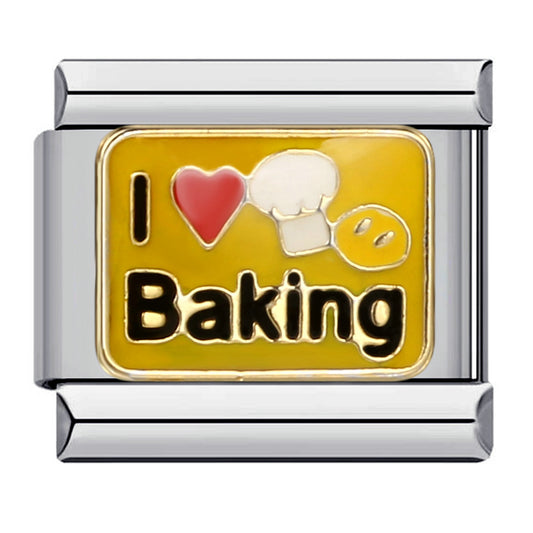 I Love Baking Italian Charm 9mm Chef Hat Cookie Yellow Link