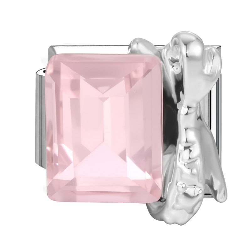 Pink Rhinestone Series Italian Charm Links, Interchangeable DIY Charm Links for Italian Bracelet