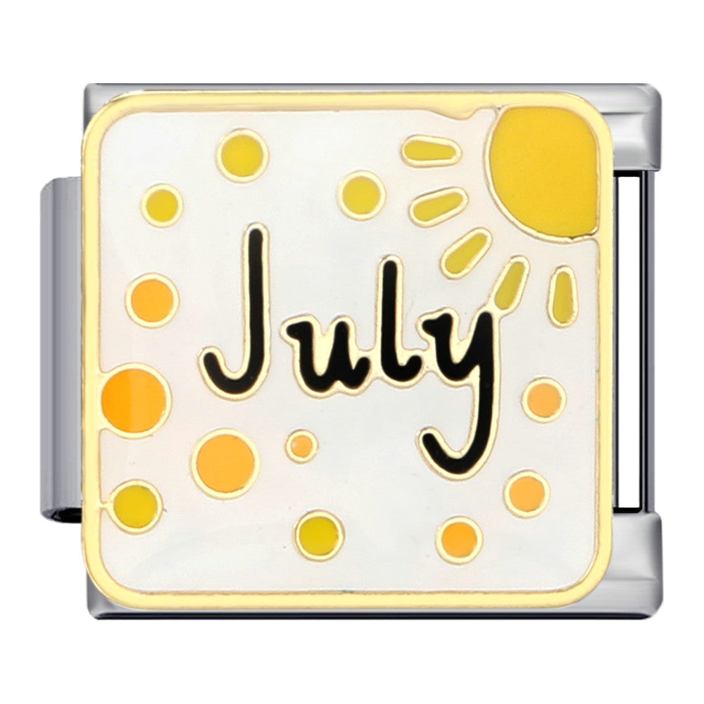 Birthday Italian Charm Module  Stainless Steel Enamel Composable Link for Italian Charm Bracelet