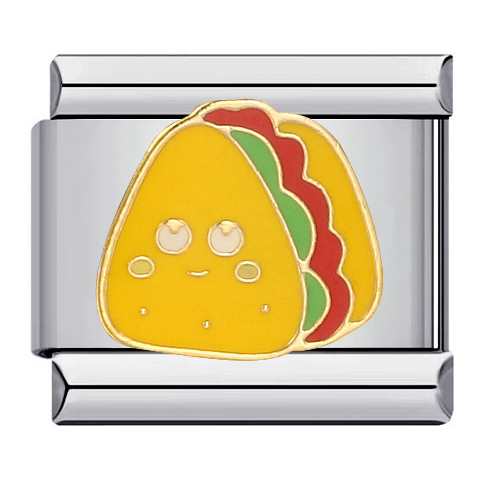 Kawaii Taco Italian Charm 9mm Cute Smiling Taco Enamel Link