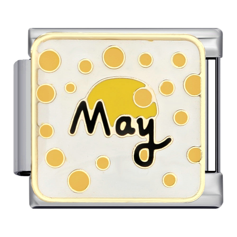 Birthday Italian Charm Module  Stainless Steel Enamel Composable Link for Italian Charm Bracelet