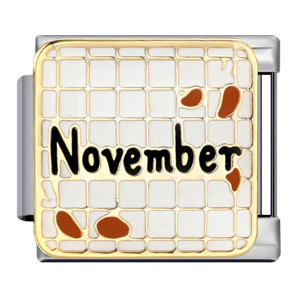 Birthday Italian Charm Module  Stainless Steel Enamel Composable Link for Italian Charm Bracelet