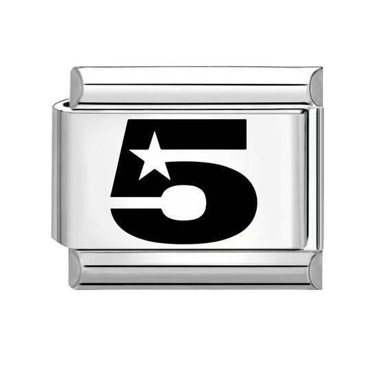 Star Number 5 Combo 9mm Italian Charm Bracelet Stainless Steel Link