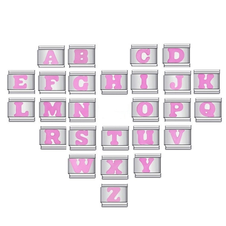 Pink A-Z Italian Modular Bracelet – Custom Stainless Steel Links