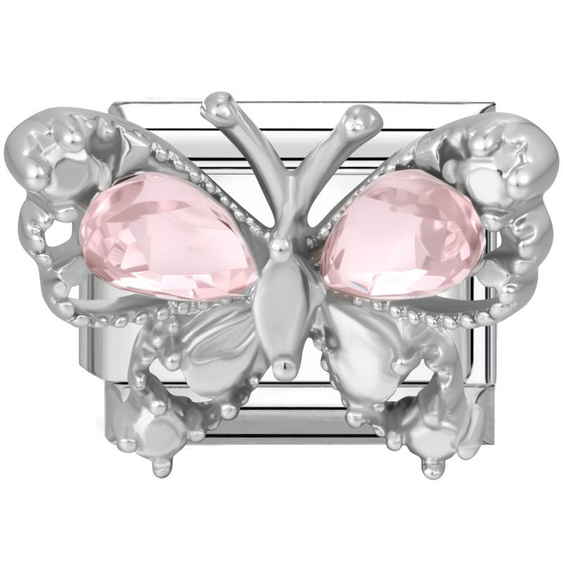 Pink Rhinestone Series Italian Charm Links, Interchangeable DIY Charm Links for Italian Bracelet