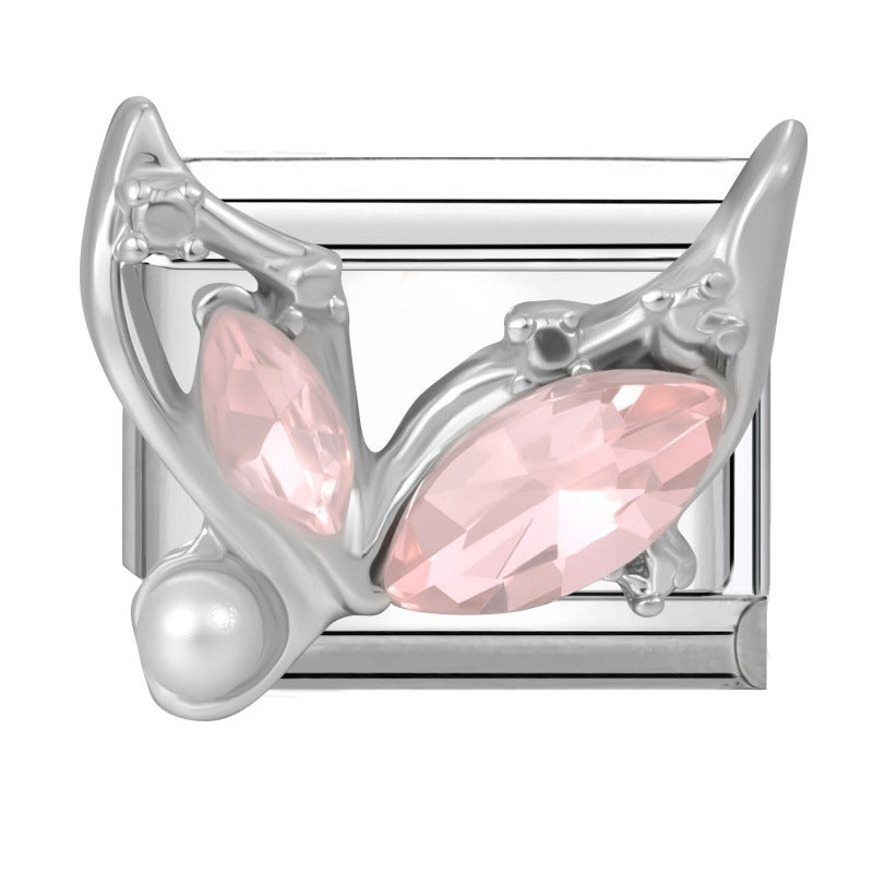 Pink Rhinestone Series Italian Charm Links, Interchangeable DIY Charm Links for Italian Bracelet