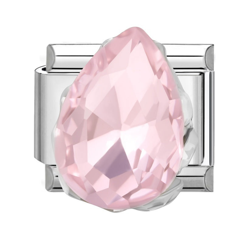 Pink Rhinestone Series Italian Charm Links, Interchangeable DIY Charm Links for Italian Bracelet