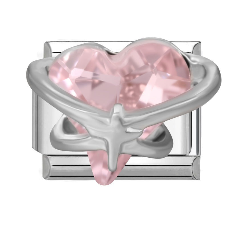 Pink Rhinestone Series Italian Charm Links, Interchangeable DIY Charm Links for Italian Bracelet