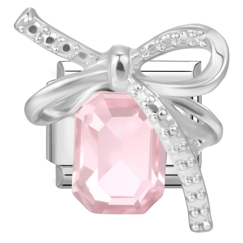 Pink Rhinestone Series Italian Charm Links, Interchangeable DIY Charm Links for Italian Bracelet