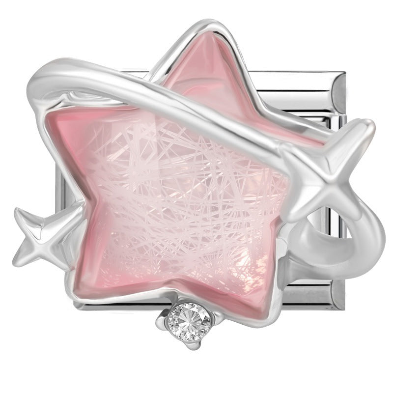 Pink Rhinestone Series Italian Charm Links, Interchangeable DIY Charm Links for Italian Bracelet