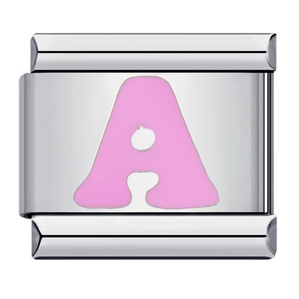 Pink A-Z Italian Modular Bracelet – Custom Stainless Steel Links