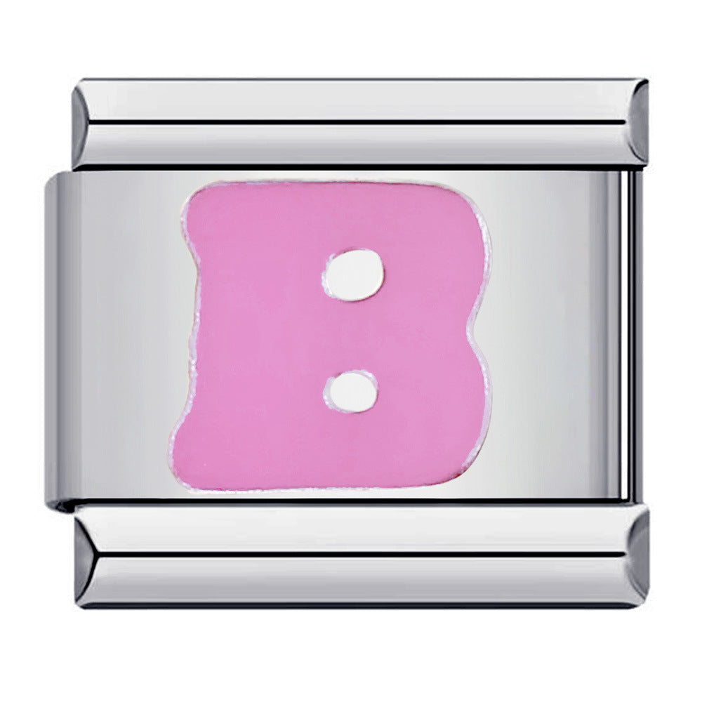 Pink A-Z Italian Modular Bracelet – Custom Stainless Steel Links