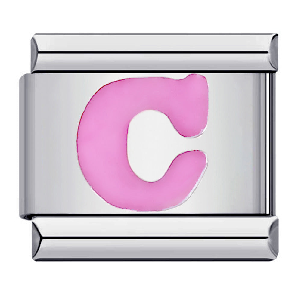 Pink A-Z Italian Modular Bracelet – Custom Stainless Steel Links