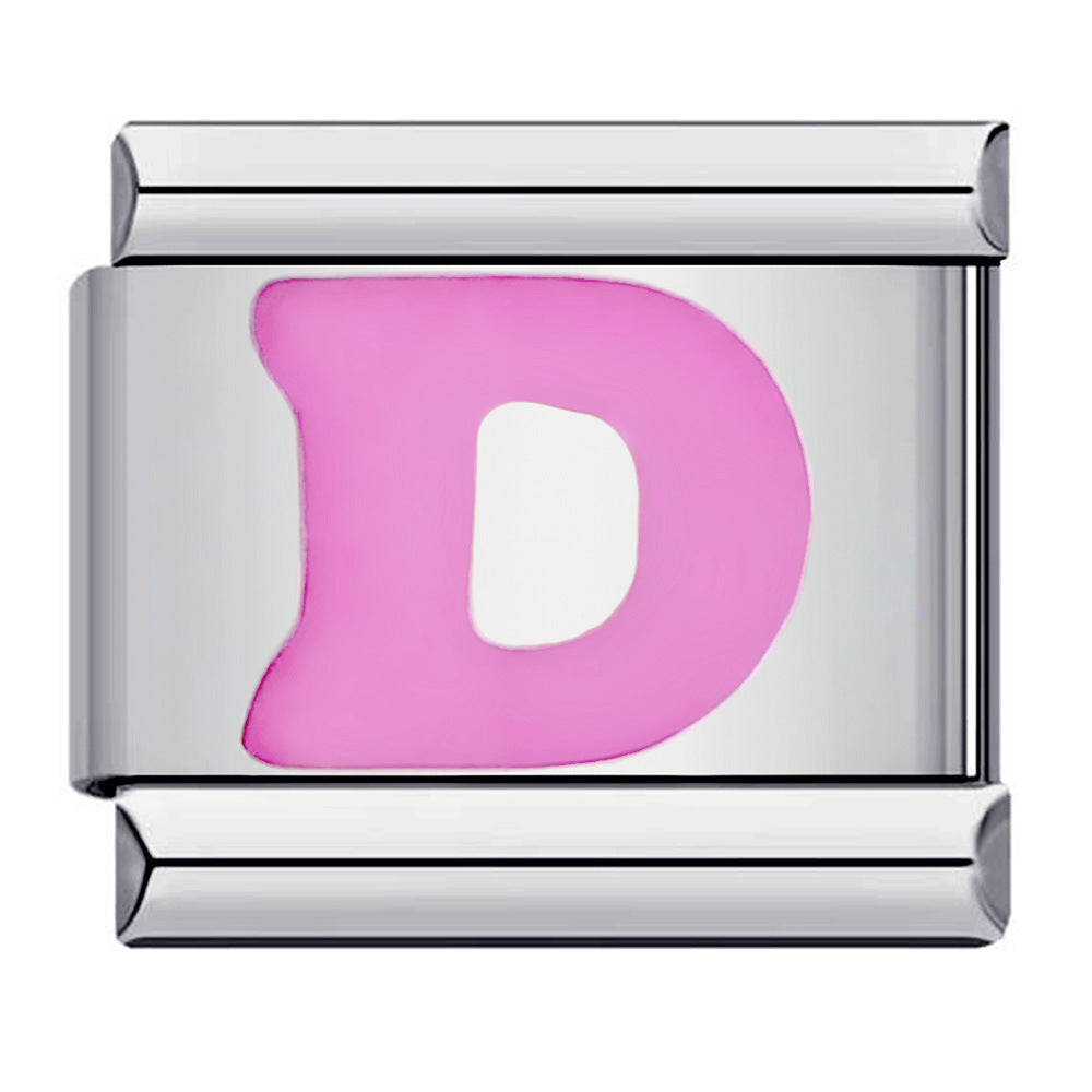 Pink A-Z Italian Modular Bracelet – Custom Stainless Steel Links
