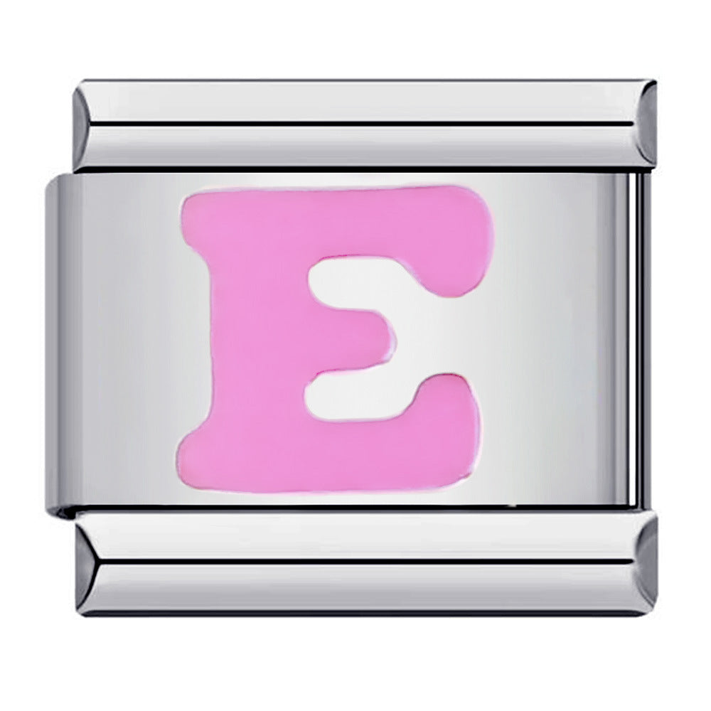 Pink A-Z Italian Modular Bracelet – Custom Stainless Steel Links