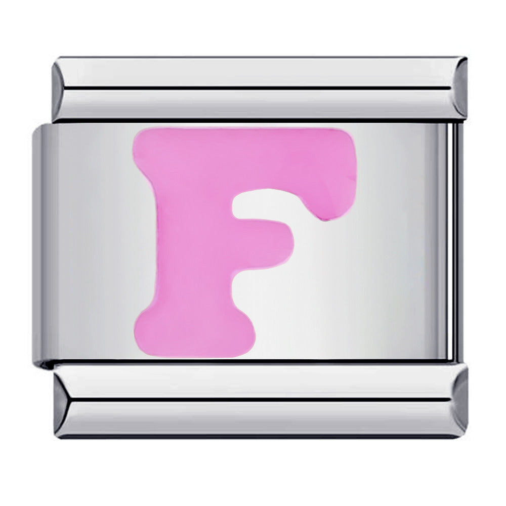 Pink A-Z Italian Modular Bracelet – Custom Stainless Steel Links