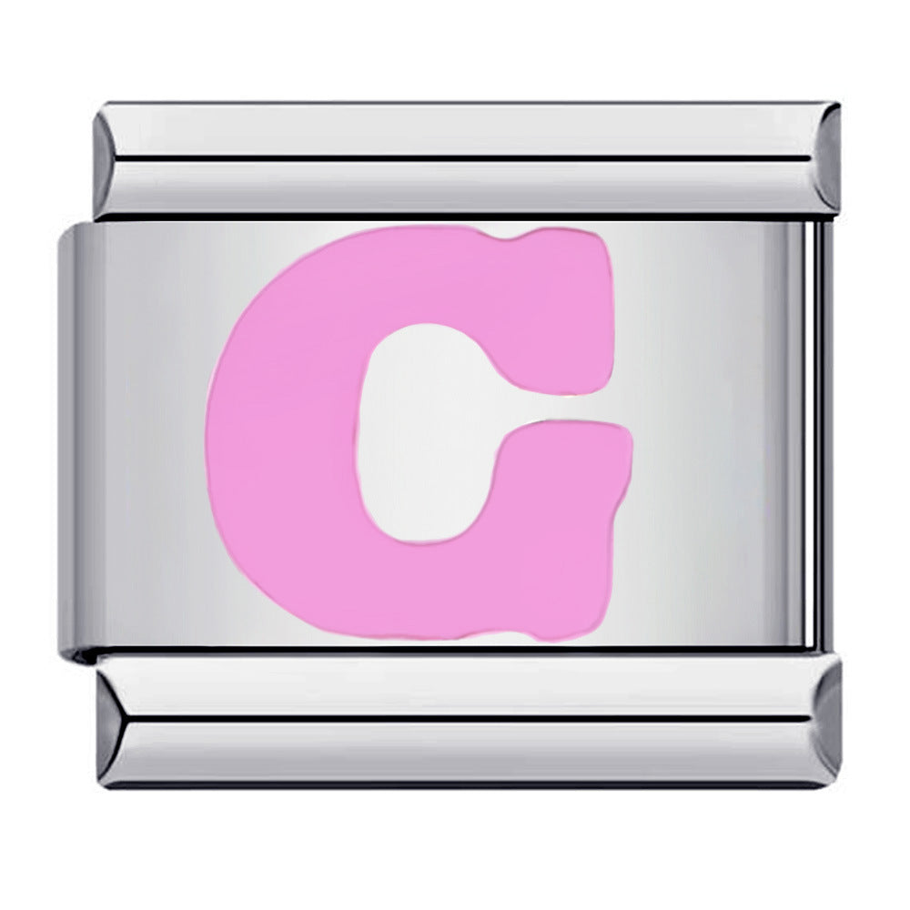 Pink A-Z Italian Modular Bracelet – Custom Stainless Steel Links