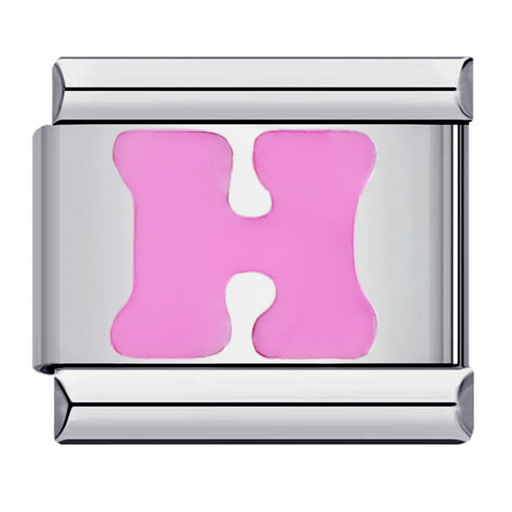 Pink A-Z Italian Modular Bracelet – Custom Stainless Steel Links