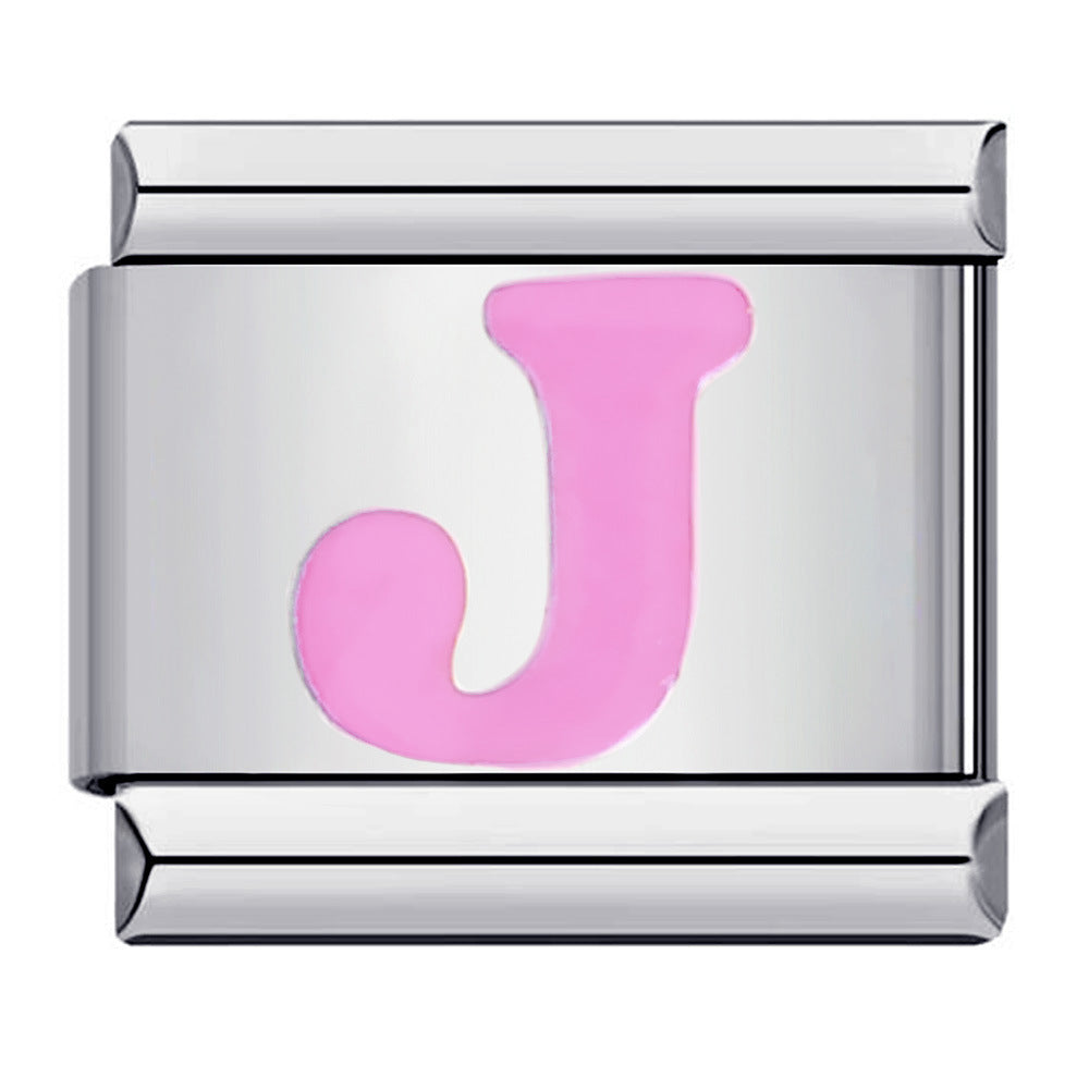 Pink A-Z Italian Modular Bracelet – Custom Stainless Steel Links