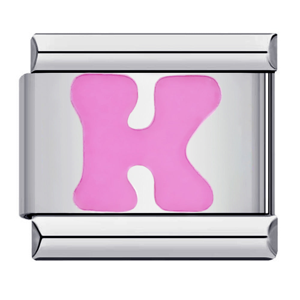 Pink A-Z Italian Modular Bracelet – Custom Stainless Steel Links