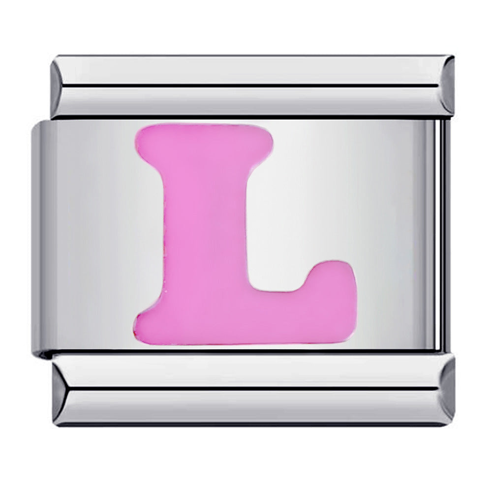 Pink A-Z Italian Modular Bracelet – Custom Stainless Steel Links