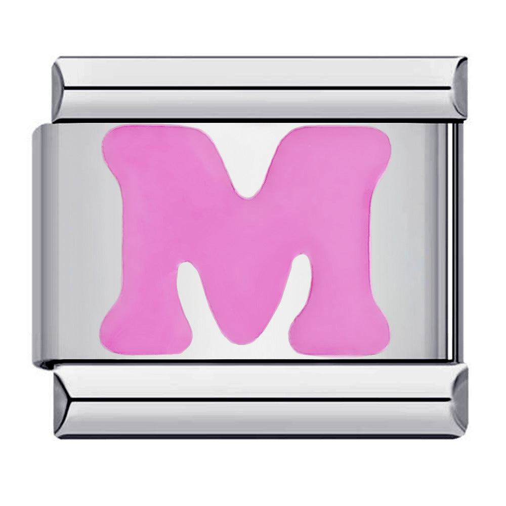 Pink A-Z Italian Modular Bracelet – Custom Stainless Steel Links