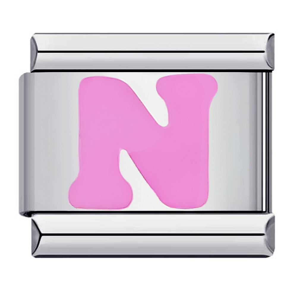 Pink A-Z Italian Modular Bracelet – Custom Stainless Steel Links