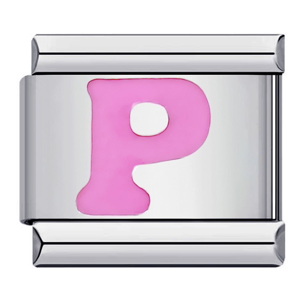 Pink A-Z Italian Modular Bracelet – Custom Stainless Steel Links
